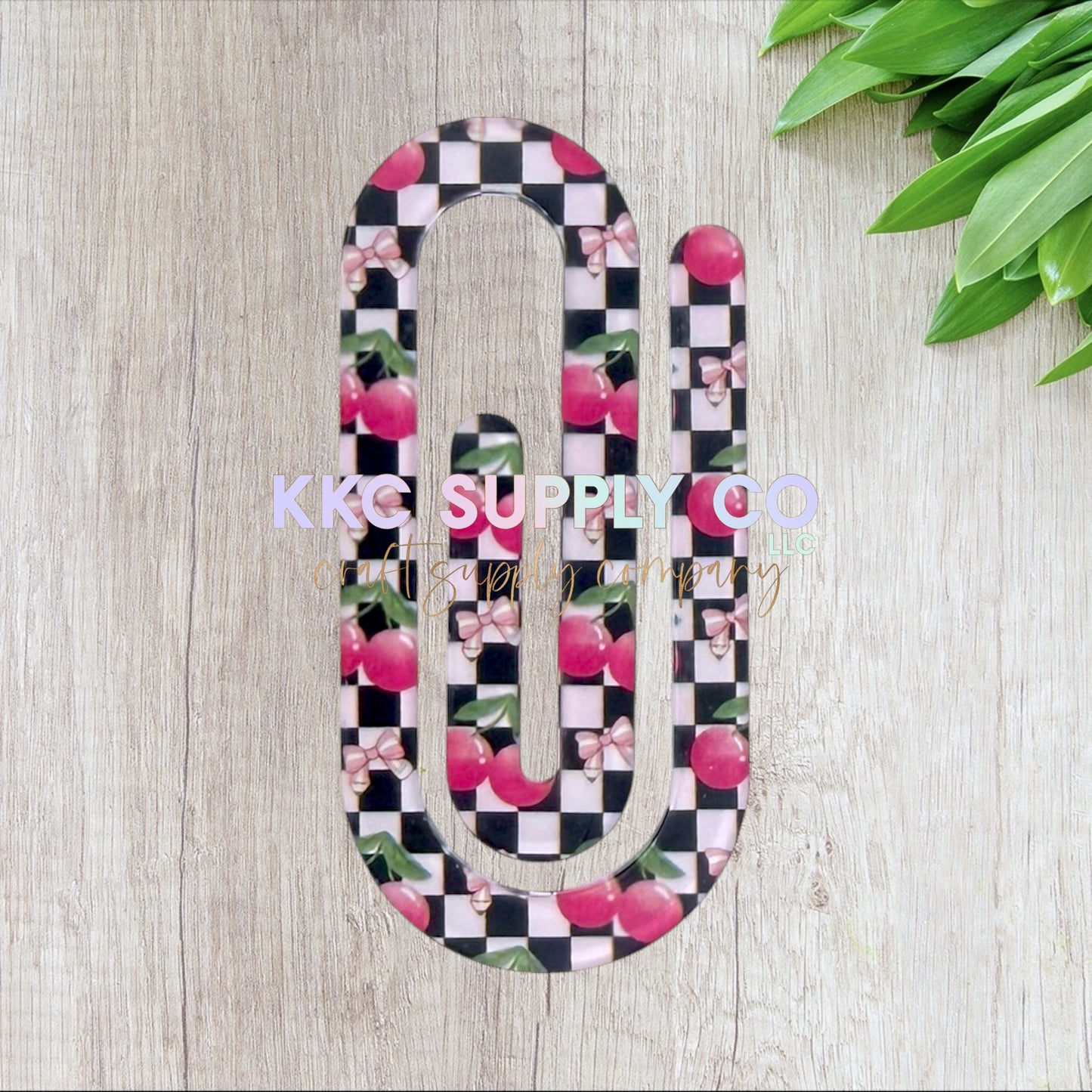 Jumbo Acrylic Printed Paperclip-Checker Cherries & Bows