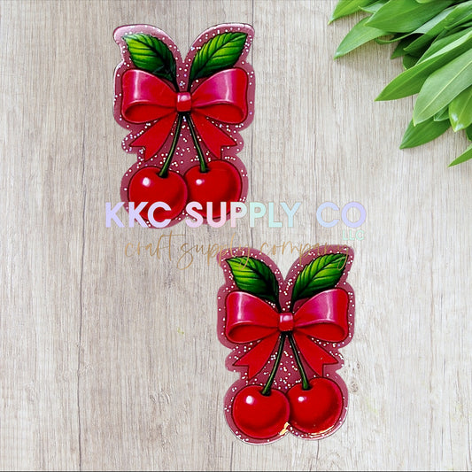 AT389-Cherry Bow-Acrylic Flatback