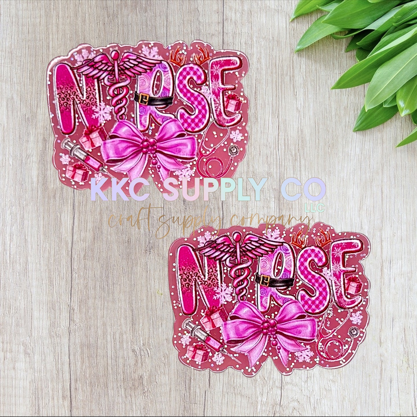 AT390-Pink Christmas Nurse-Acrylic Flatback