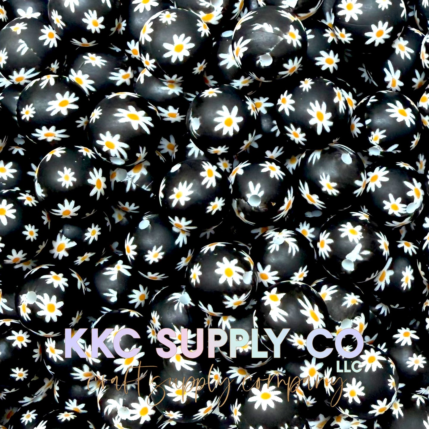 SP253-Black Daisy Silicone Beads