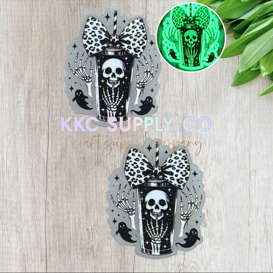 AT384-Spooky Coffee-Acrylic Flatback-Glow In The Dark