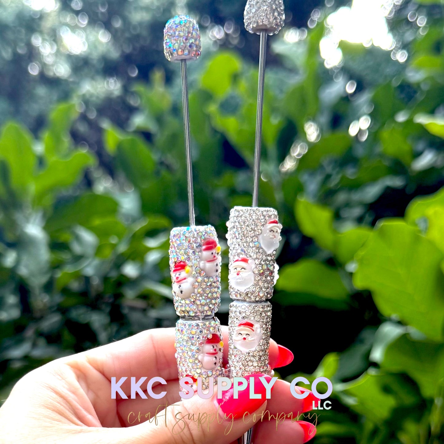 Rhinestone Beadable Pen With Christmas Charms