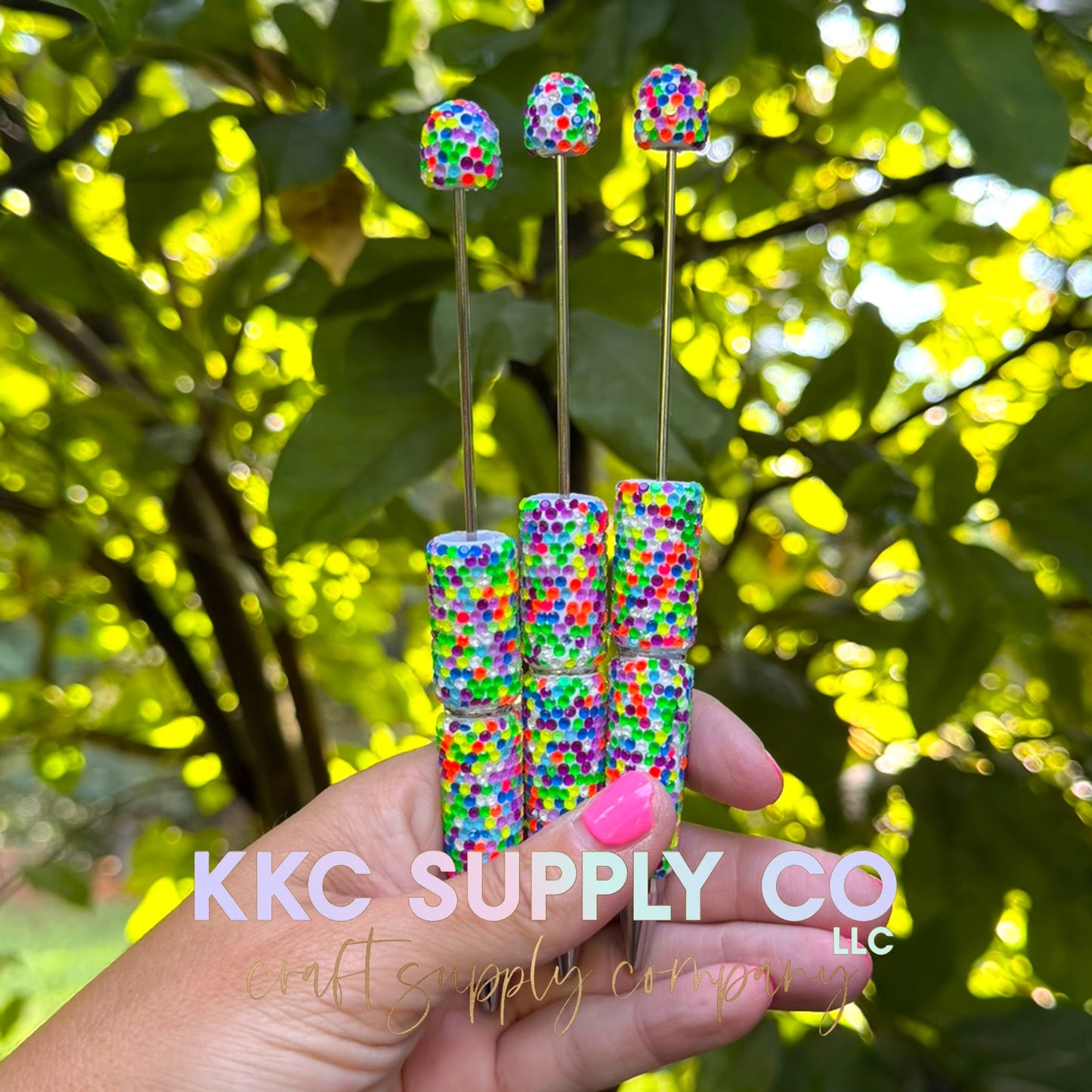 Neon Dotted Rhinestone Beadable Pen