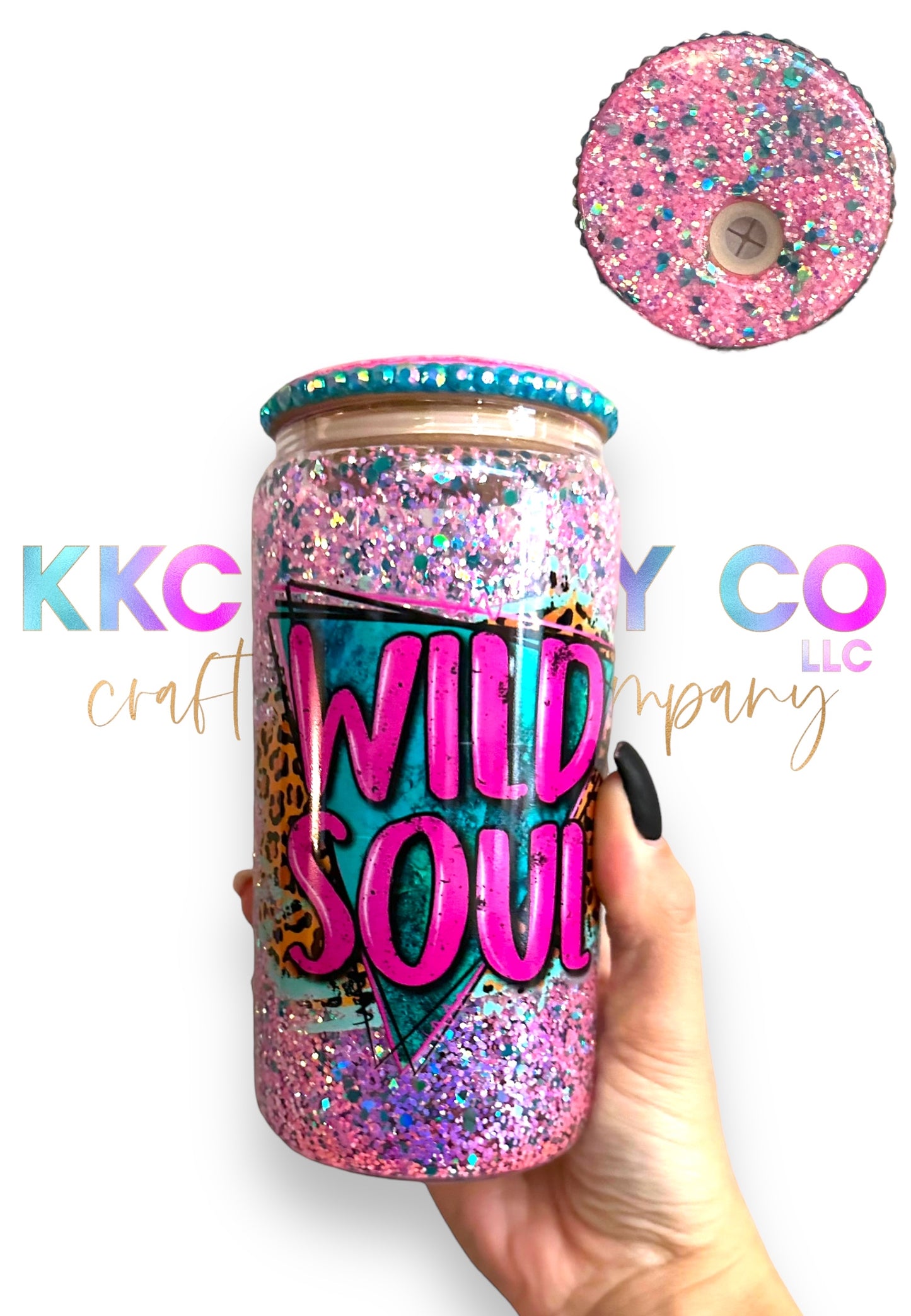 Wild Soul 16oz Glitter Globe Glass Tumbler