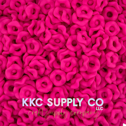 Neon Acrylic Matte Wavy Spacer Beads 12mm Large Hole (10 count)