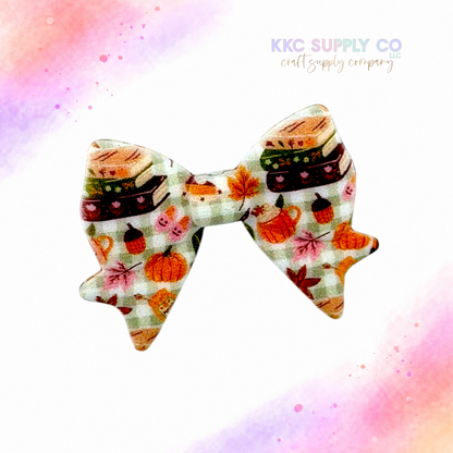 Cozy Autumn Reads Large Bow Silicone Focal Bead