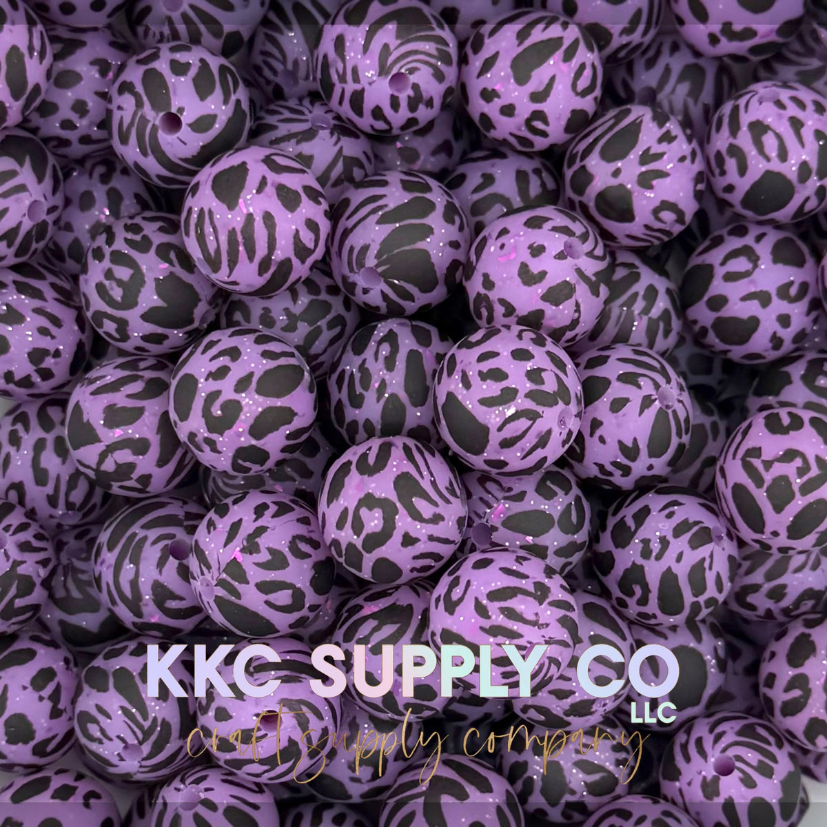 SGL68-Purple Leopard Glitter Silicone Beads