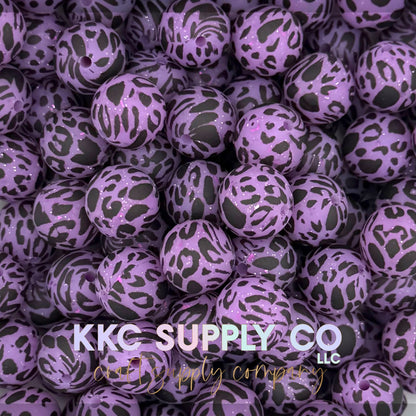 SGL68-Purple Leopard Glitter Silicone Beads