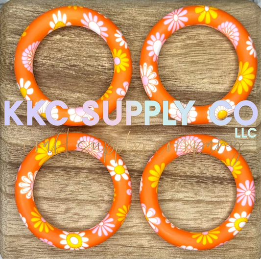 SP100-Orange Daisy 65mm Silicone Ring