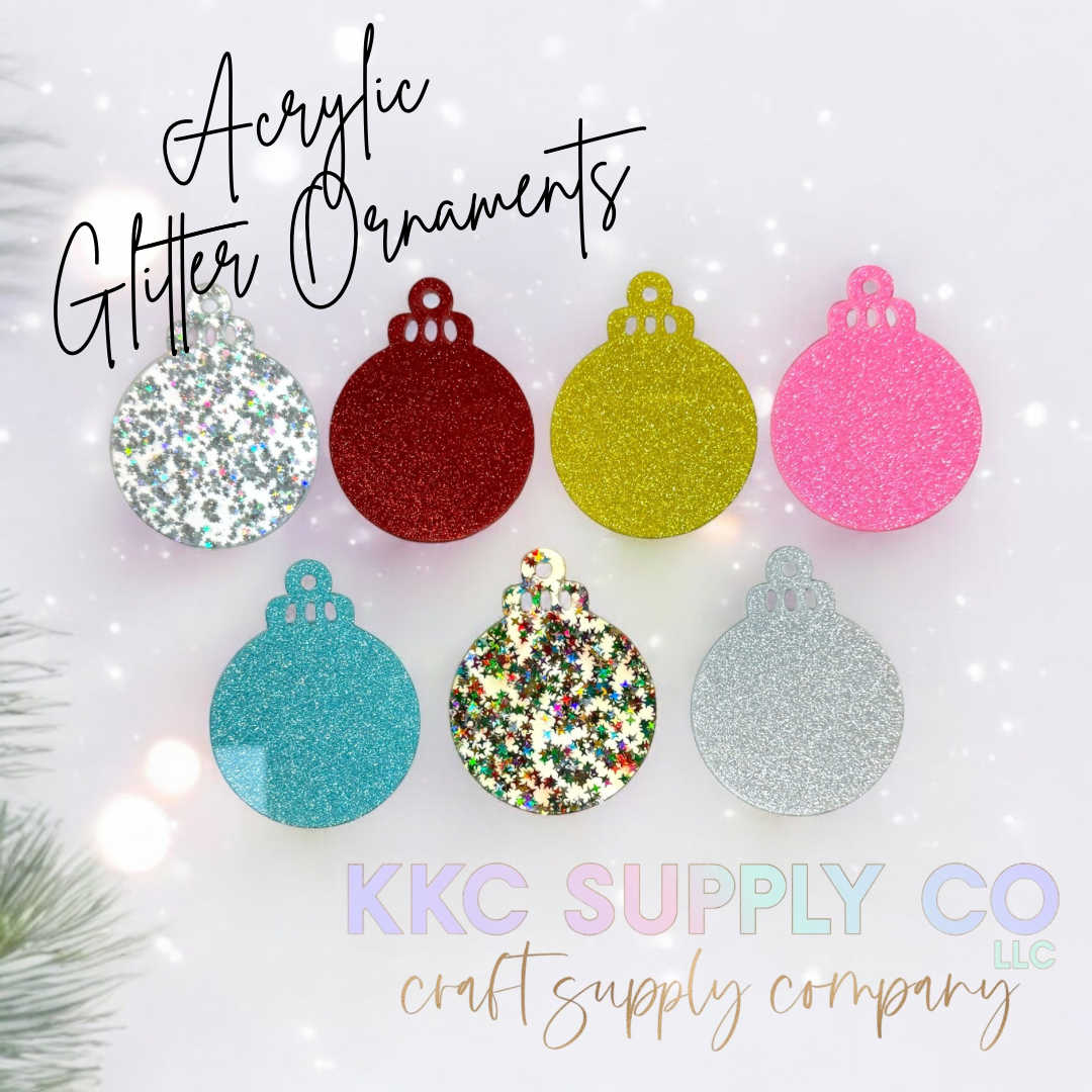 Acrylic Glitter Christmas Ornament, 2.9inch comes with string