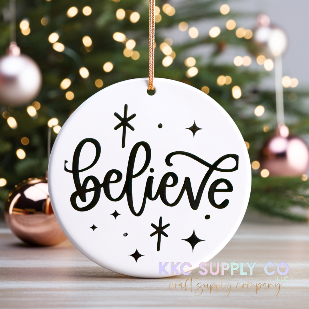 UVCO30-Believe Christmas Ornament Decal