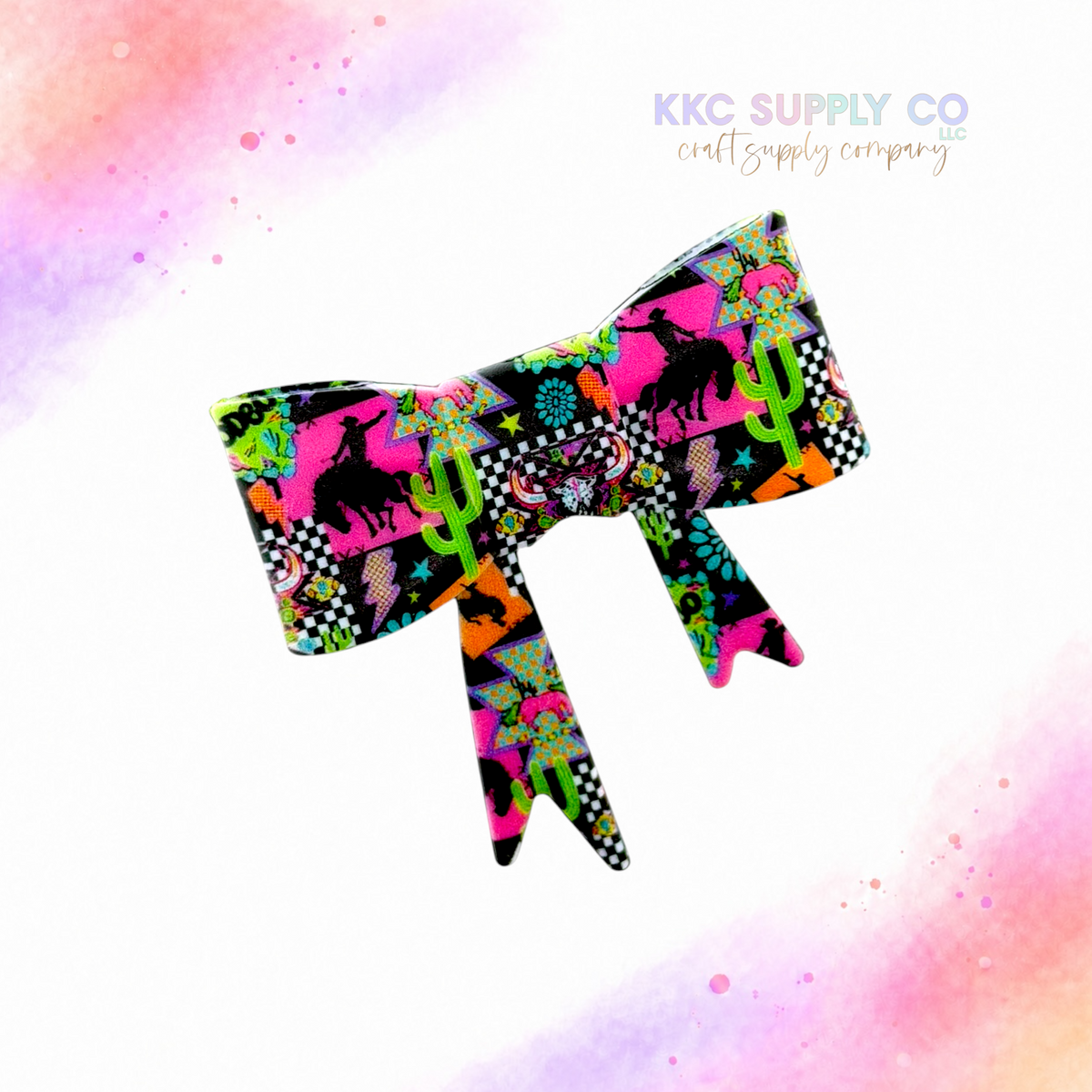 Neon Rodeo Large Bow Silicone Focal Bead