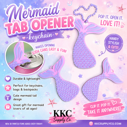 3D Printed Mermaid Tail Soda Tab Opener Keychain
