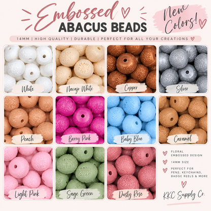 Floral Embossed Abacus Beads 14mm-New Colors