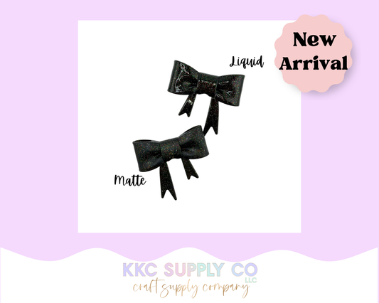 SG77-Black Holographic Glitter Bow Silicone Focal Bead