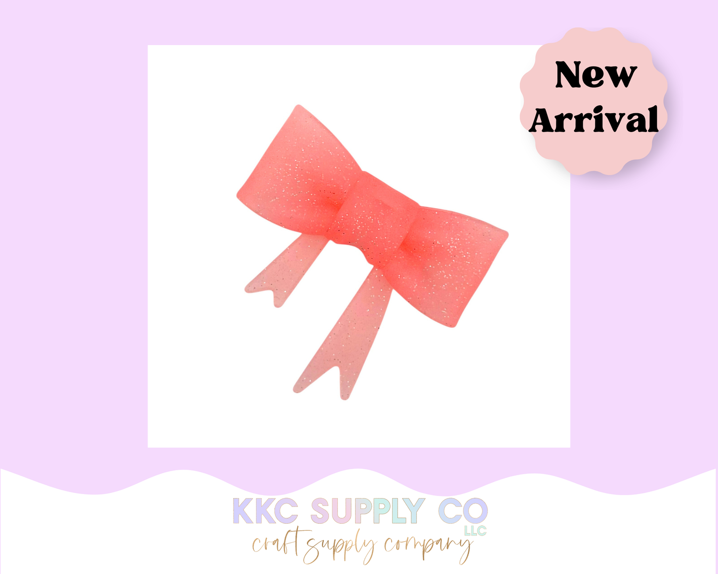 SG51-Pink Lemonade Glitter Bow Silicone Focal Bead