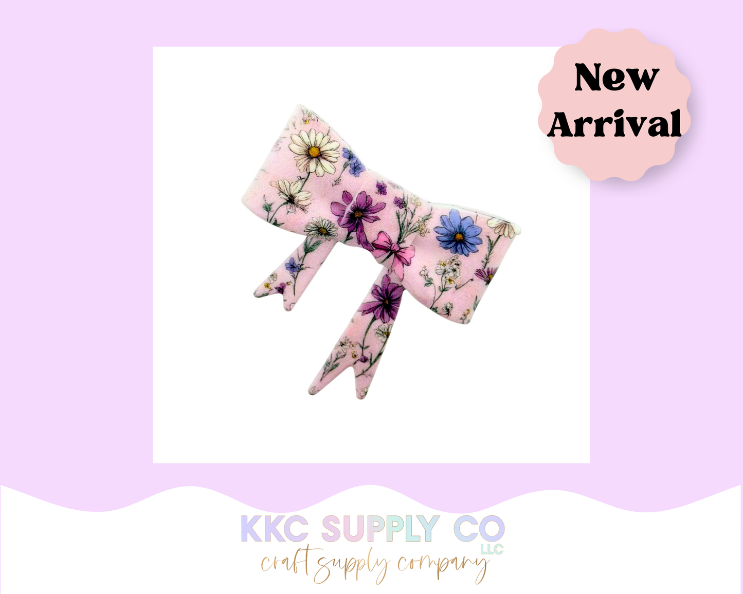 Lavender Garden Large Bow Silicone Focal Bead