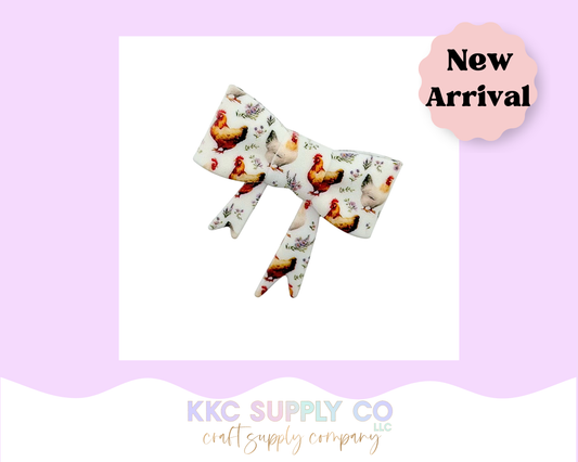 Farmhouse Hen Large Bow Silicone Focal Bead