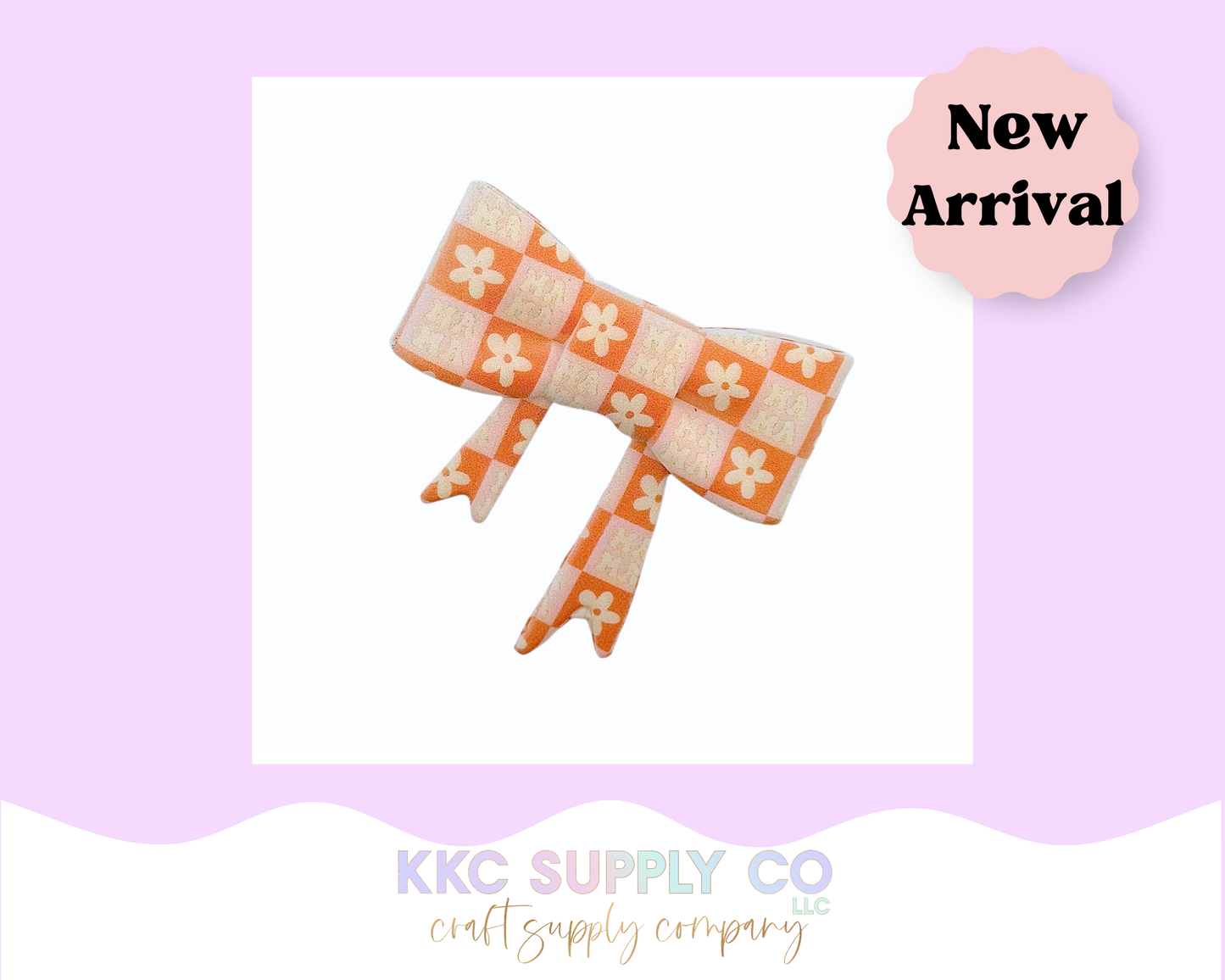 Checker Mama Large Bow Silicone Focal Bead