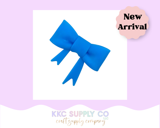 Bold Blue Large Bow Silicone Focal Bead