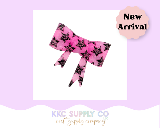 Leopard Star Large Bow Silicone Focal Bead