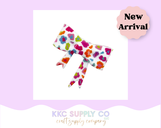 Candy Pop Leopard Bow Silicone Focal Bead