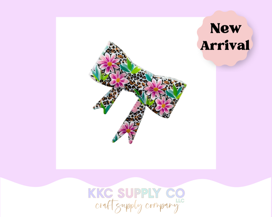 Leopard Wildflower Bow Silicone Focal Bead