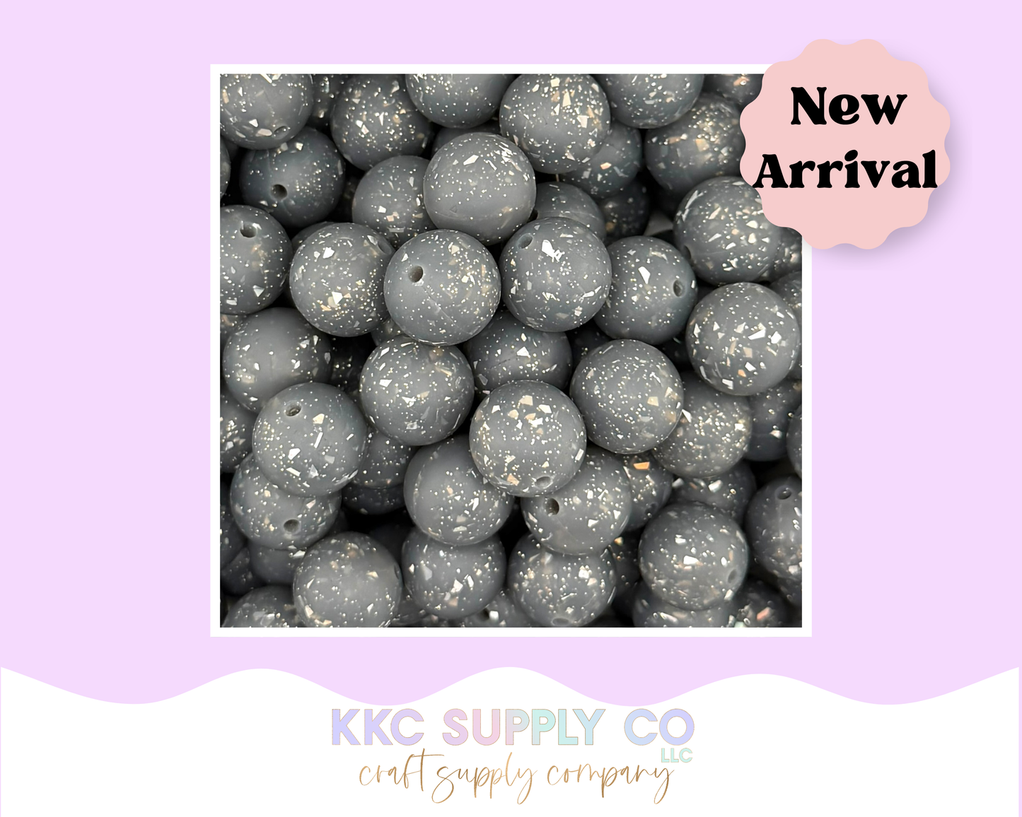 SG78-Gray Confetti Glitter Silicone Beads