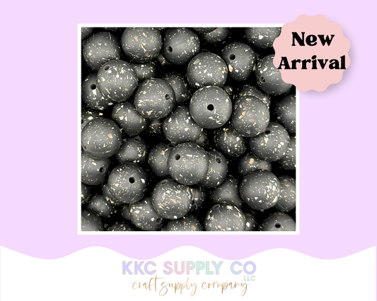 SG76-Black Confetti Glitter Silicone Beads