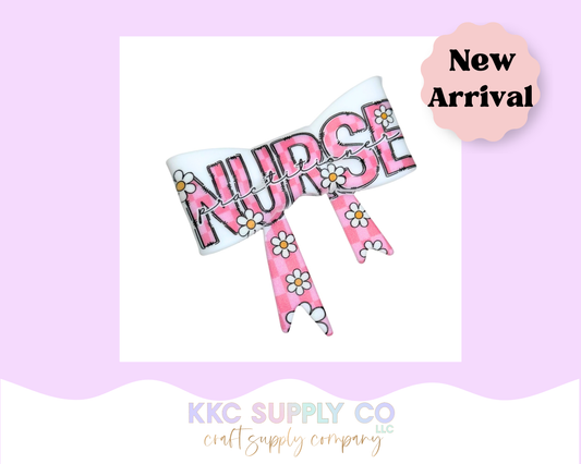 Nurse Practitioner Large Bow Silicone Focal Bead