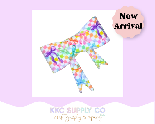 Neon Checker Large Bow Silicone Focal Bead