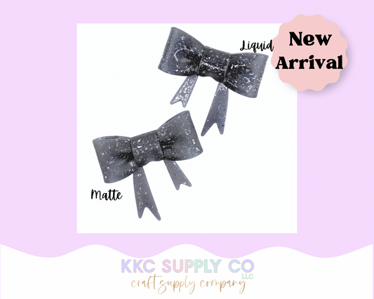 SG78-Gray Confetti Glitter Bow Silicone Focal Bead