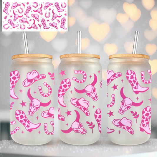 UV16354-Pink Cowgirl 16oz UV DTF Wrap