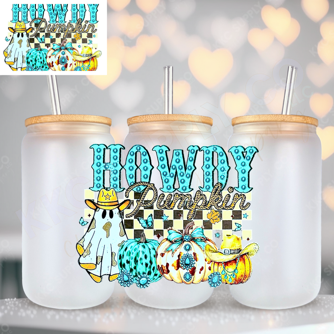 UV16797-Howdy Pumpkin 16oz UV DTF Decal