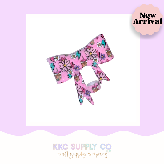Summer Iced Coffee Large Bow or Straw Topper Silicone Focal Bead
