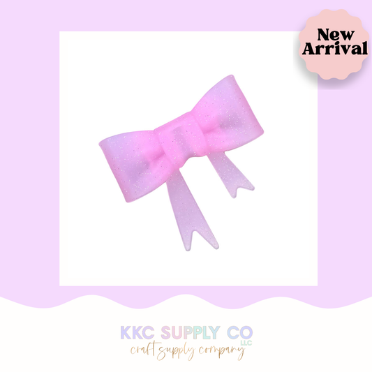 SG37-Light Pink Glitter Large Bow Silicone Focal Bead