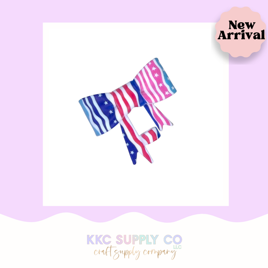 Liberty Stripes Large Bow or Straw Topper Silicone Focal Bead