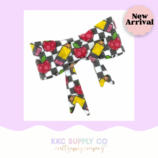 Checkered School Large Bow Silicone Focal Bead