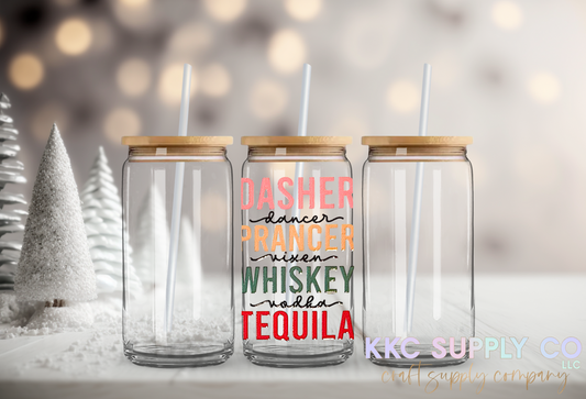 UV16343-Dasher Prancer Whisky Tequila UV DTF Decal