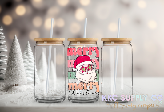 UV16613-Merry Merry Merry Christmas Santa UV DTF Decal