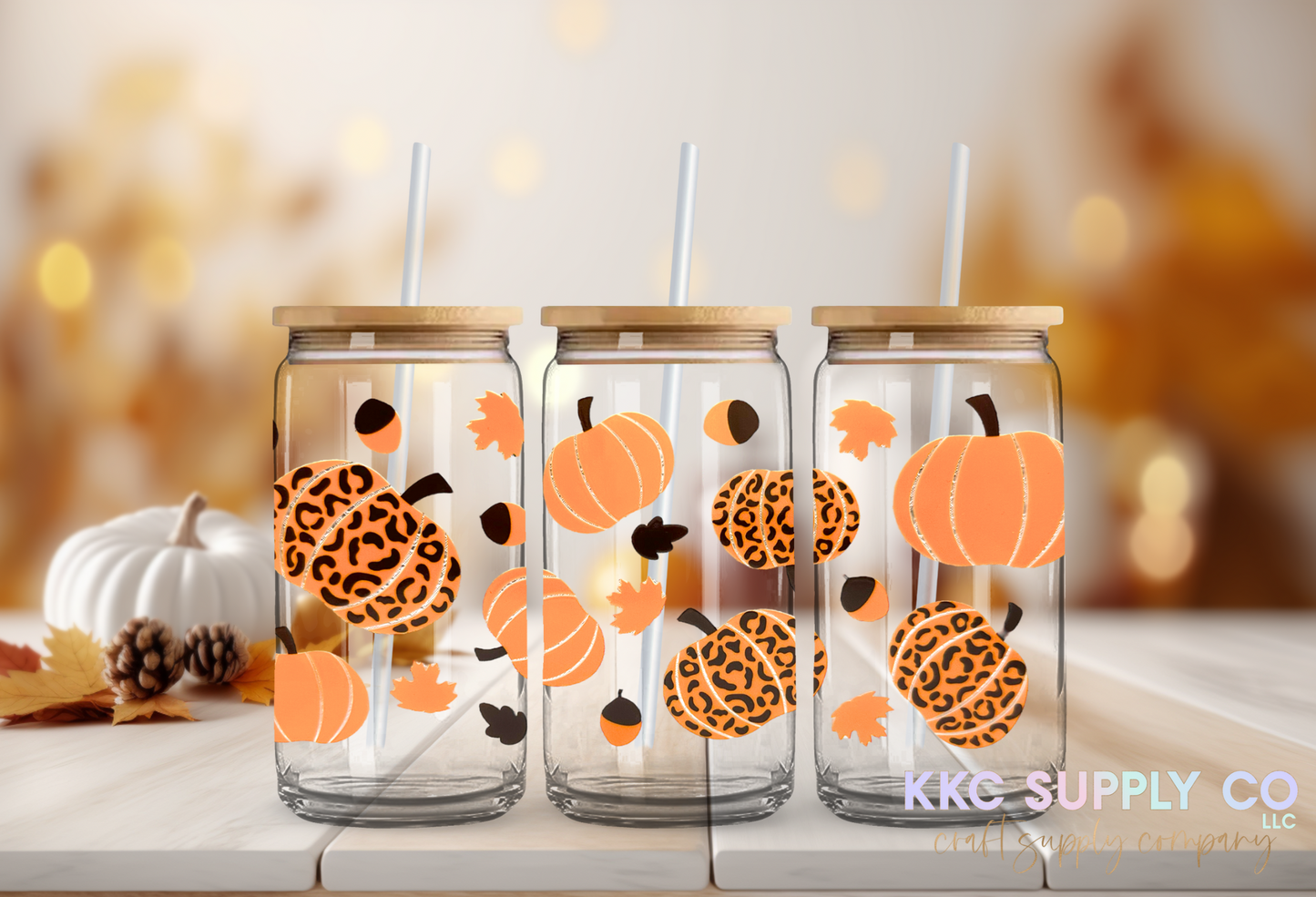 UV16585-Leopard Pumpkins 16oz UV DTF Wrap