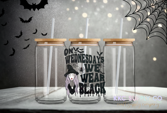 UV16543-On Wednesdays We Wear Black 16oz UV DTF Decal