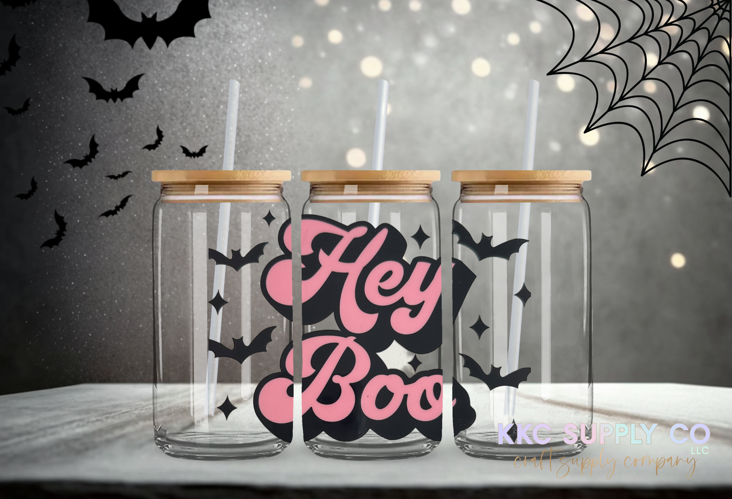 UV16112-Hey Boo 16oz UV DTF Decal