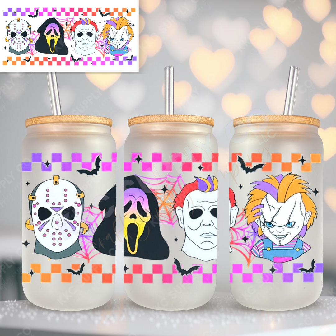 UV16761-Neon Checker Villains 16oz UV DTF Wrap