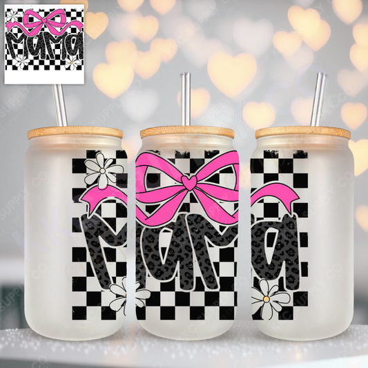 UV16685-Checker Coquette Mama UV DTF Decal