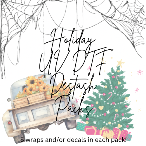 HOLIDAY UV DTF Destash Packs-5 Mystery Wraps and/or Decals