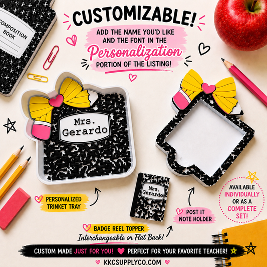 3D Printed Composition Bow Notebook Teacher Items-Available in a set or individually