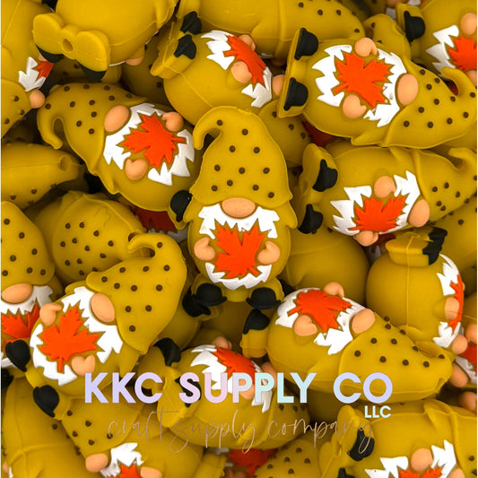 Fall Leaves Gnome 3D Silicone Focal Bead