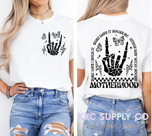 #23-Motherhood, Some Days It Rocks Me DTF T-Shirt Transfer-Pocket & Back Set