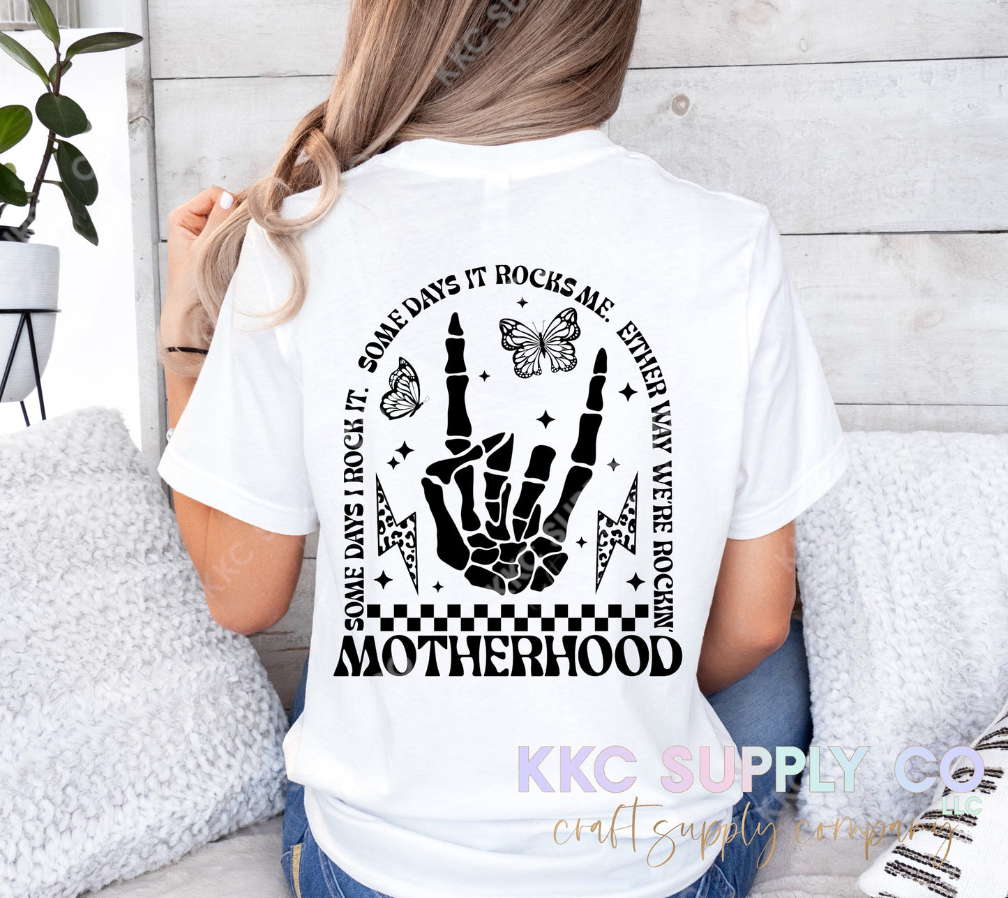 #23-Motherhood, Some Days It Rocks Me DTF T-Shirt Transfer-Pocket & Back Set